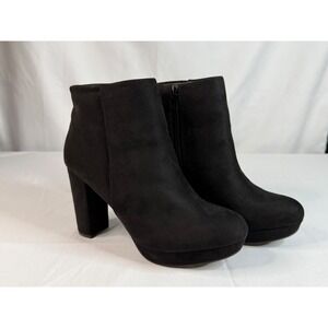 Dream Pairs Womens Black Faux Suede Platform Block Heel Ankle Booties Size 9